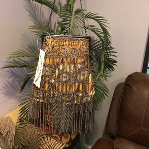 Brown beaded purse NWT